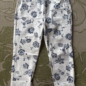 Christopher & Banks White and Blue Patterned Pants